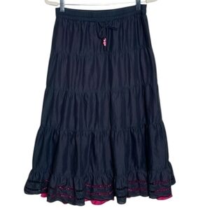 Old Navy Black and Pink Midi Skirt